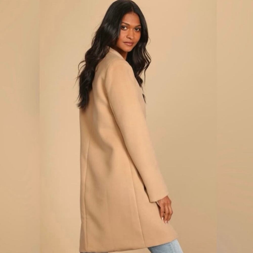 Lulus Harriet Long Double-Breasted Tan Coat - Picture 5 of 9